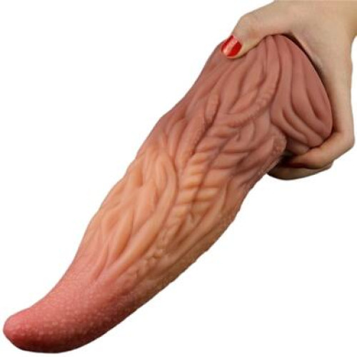 Фаллос-язычок на присоске с рельефным стволом Lovetoy Nature Cock Tongue 25 см