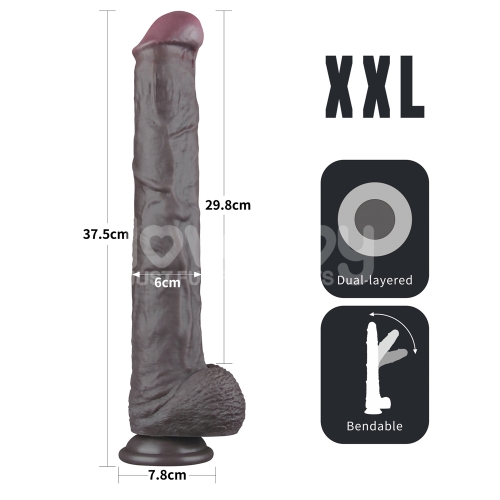 Фаллоимитатор гибкий на присоске Bendable Silicone Cock XXL 37,5 см
