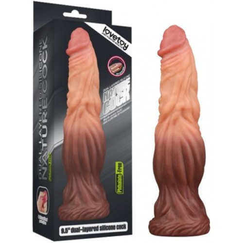 Фаллоимитатор на присоске с ярко выраженным рельефом Lovetoy Silicone Cock 25 см