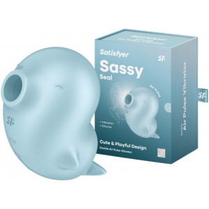 Вакуумно-волновой стимулятор с вибрацией голубой Sassy Seal Satisfyer