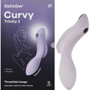 Вакуумный вибростимулятор для клитора и точки G фиолетовый Curvy Trinity 2 Satisfyer (EU+World version)