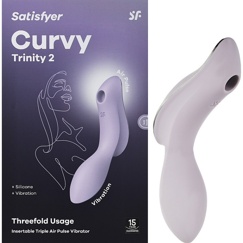 Вакуумный вибростимулятор для клитора и точки G фиолетовый Curvy Trinity 2 Satisfyer (EU+World version)