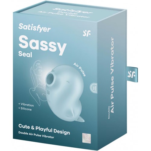Вакуумно-волновой стимулятор с вибрацией голубой Sassy Seal Satisfyer