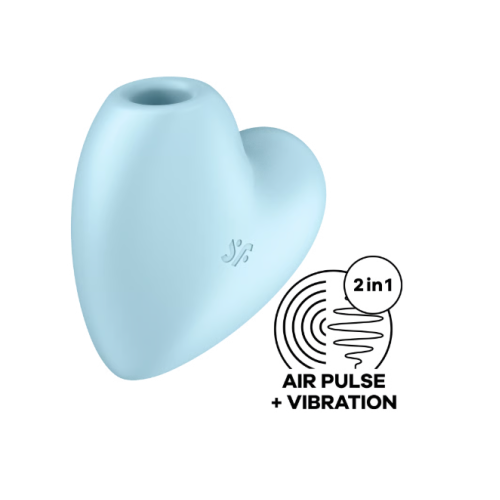 Вакуумно-волновой стимулятор с вибрацией голубой Cutie Heart Satisfyer