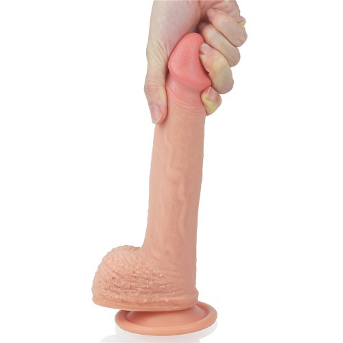 Фаллос на присоске с мошонкой Dual-layered Silicone Dildo 22 см