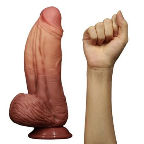 Фаллос-гигант на присоске с рельефным стволом Lovetoy Nature Cock King Sized 25 см