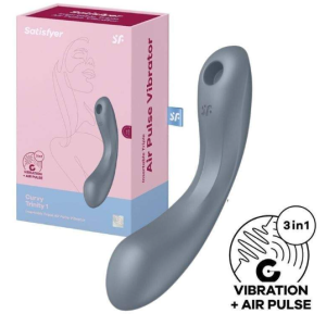 Вакуумный вибростимулятор для клитора и точки G серый Curvy Trinity 1 Satisfyer