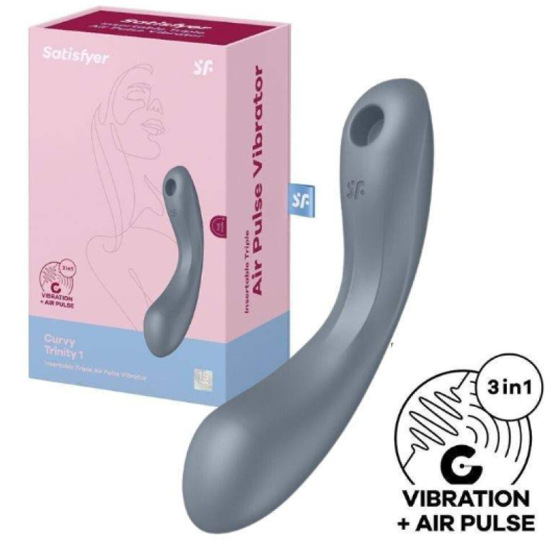 Вакуумный вибростимулятор для клитора и точки G серый Curvy Trinity 1 Satisfyer