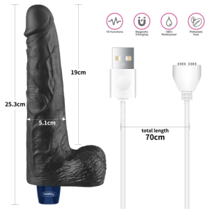 Реалистичный вибратор REAL SOFTEE 25 см BLACK (иной угол)