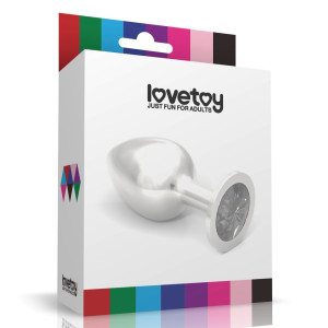 Анальная пробка из стали с кристаллом чёрного цвета Silver Clear Rosebud L (иной угол)