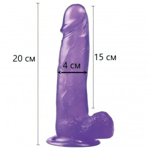 Фаллос на присоске Jelly Studs Crystal Dildo Large фиолетовый 20 см (иной угол)