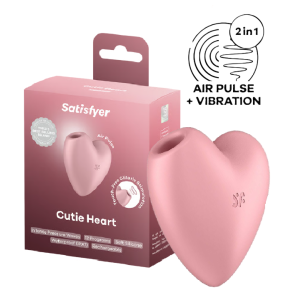 Вакуумно-волновой стимулятор с вибрацией розовый Cutie Heart Satisfyer