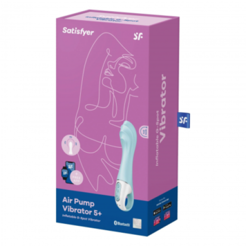Расширяющийся смарт-вибратор с рельефной головкой голубой Air Pump Vibrator 5+ Satisfyer