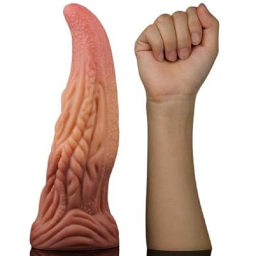 Фаллос-язычок на присоске с рельефным стволом Lovetoy Nature Cock Tongue 25 см