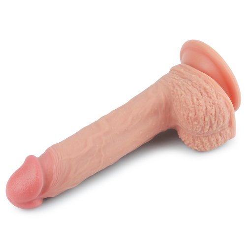 Фаллос на присоске с мошонкой Dual-layered Silicone Dildo 22 см