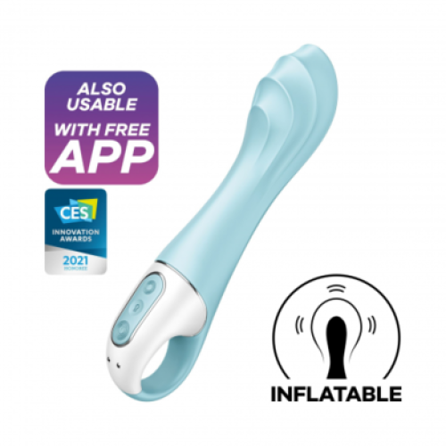 Расширяющийся смарт-вибратор с рельефной головкой голубой Air Pump Vibrator 5+ Satisfyer