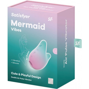 Вакуумно-волновой стимулятор с вибрацией мятно-розовый Mermaid Vibes Satisfyer (иной угол)