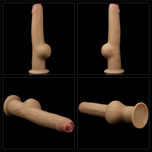 Фаллос с закрытой головкой и высоко посаженной мошонкой Dual Layered Handle Cock 28 см