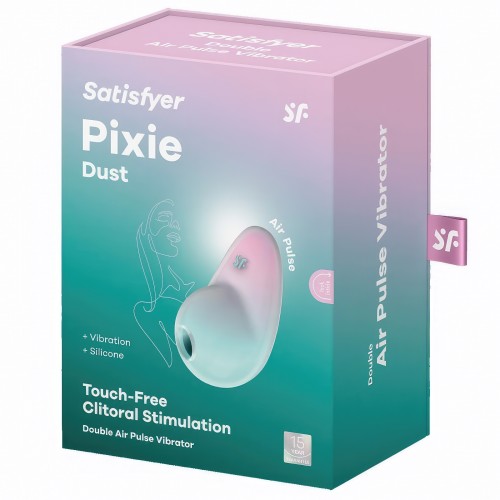 Вакуумно-волновой стимулятор с вибрацией мятно-розовый Pixie Dust Satisfyer