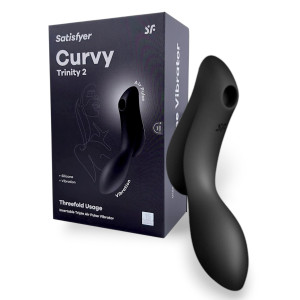Вакуумный вибростимулятор для клитора и точки G черный Curvy Trinity 2 Satisfyer (EU+World version)