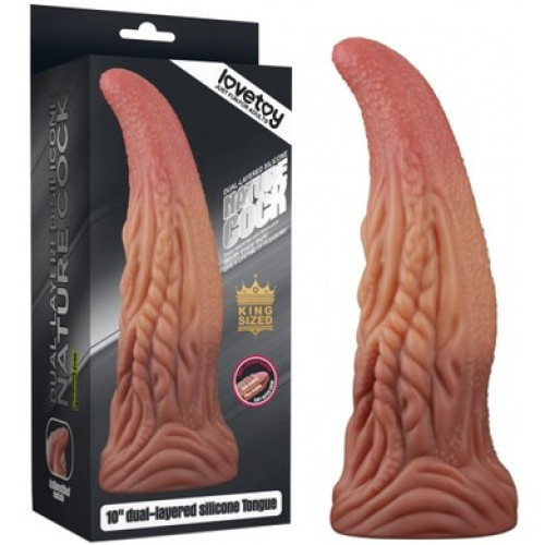 Фаллос-язычок на присоске с рельефным стволом Lovetoy Nature Cock Tongue 25 см