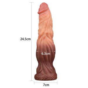 Фаллоимитатор на присоске с ярко выраженным рельефом Lovetoy Silicone Cock 25 см (иной угол)