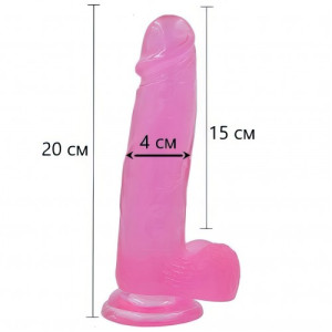 Фаллос на присоске Jelly Studs Crystal Dildo Large розовый 20 см (иной угол)