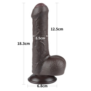 Фаллоимитатор на присоске с мошонкой коричневый Sliding Skin Dual Layer Dong 18 см (иной угол)