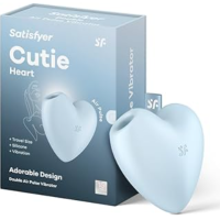 Вакуумно-волновой стимулятор с вибрацией голубой Cutie Heart Satisfyer