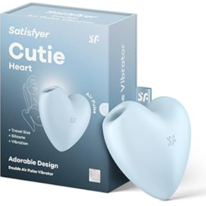 Вакуумно-волновой стимулятор с вибрацией голубой Cutie Heart Satisfyer