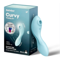 Вакуумный вибростимулятор для клитора и точки G голубой Curvy Trinity 5 Satisfyer