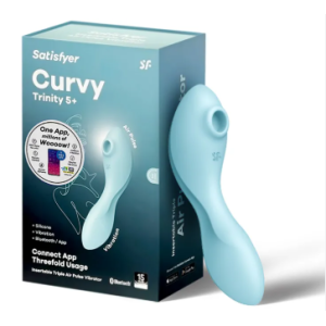 Вакуумный вибростимулятор для клитора и точки G голубой Curvy Trinity 5 Satisfyer