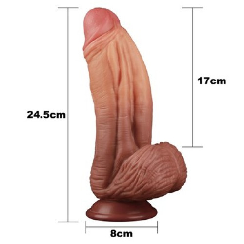 Фаллос-гигант на присоске с рельефным стволом Lovetoy Nature Cock King Sized 25 см