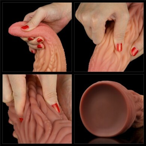 Фаллос-язычок на присоске с рельефным стволом Lovetoy Nature Cock Tongue 25 см