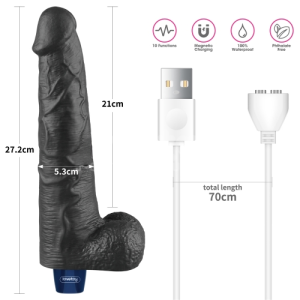 Реалистичный вибратор REAL SOFTEE 27 см BLACK (иной угол)