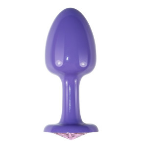 Фиолетовая анальная пробка с розовым кристаллом Rosebud Purple (иной угол)