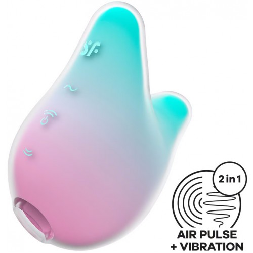 Вакуумно-волновой стимулятор с вибрацией мятно-розовый Mermaid Vibes Satisfyer