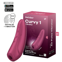 Вакуумный смарт-стимулятор клитора с вибрацией красный Curvy 1+ Satisfyer