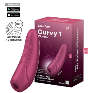 Вакуумный смарт-стимулятор клитора с вибрацией красный Curvy 1+ Satisfyer