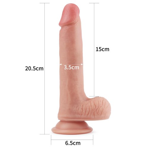 Фаллоимитатор на присоске с мошонкой Dual-Layered Liquid Silicone Nature Cock 21 см