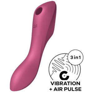 Вакуумный вибростимулятор для клитора и точки G красный Curvy Trinity 3 Satisfyer (иной угол)
