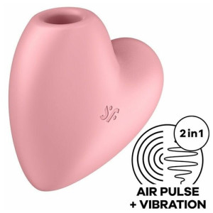 Вакуумно-волновой стимулятор с вибрацией розовый Cutie Heart Satisfyer (иной угол)