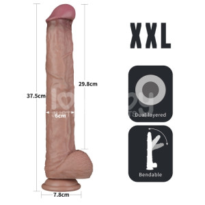 Фаллоимитатор гибкий на присоске Bendable Silicone Cock XXL 37,5 см (иной угол)