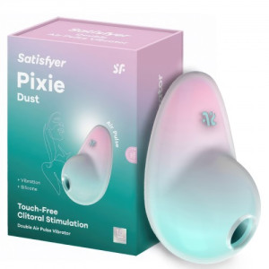 Вакуумно-волновой стимулятор с вибрацией мятно-розовый Pixie Dust Satisfyer