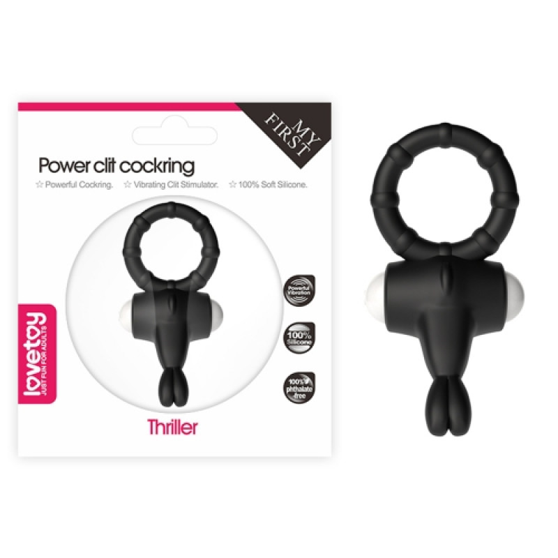 Черное виброкольцо Power Thriller Clit Cockring