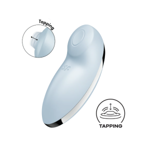 Клиторальный вибростимулятор с пульсацией голубой Tap аnd Climax 2 Satisfyer (иной угол)