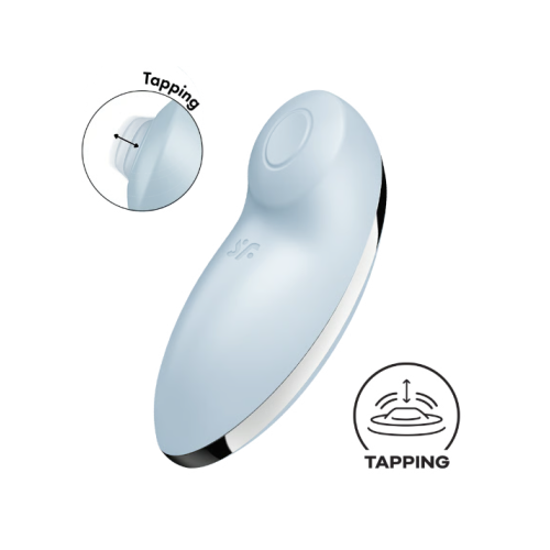 Клиторальный вибростимулятор с пульсацией голубой Tap аnd Climax 2 Satisfyer