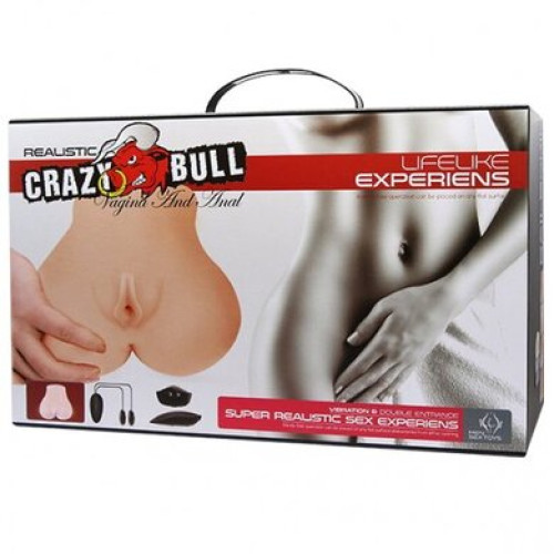 Реалистичный мастурбатор Crazy Bull попка и вагина с двойным виброяйцом
