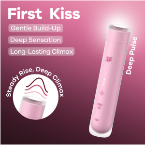 Вакуумно-волновой бесконтактный стимулятор клитора розовый First Kiss Satisfyer (иной угол)
