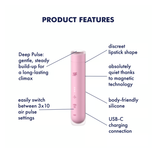Вакуумно-волновой бесконтактный стимулятор клитора розовый First Kiss Satisfyer